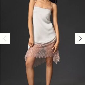 Elegant Lace Trim Slip Dress - Pink